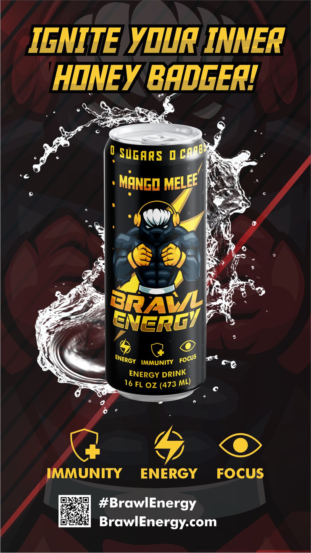 Brawl Energy Mango Melee 12-pack 16oz