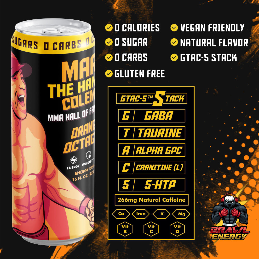 Brawl Energy Mark "The Hammer" Coleman Orange Octagon 12-pack 16oz
